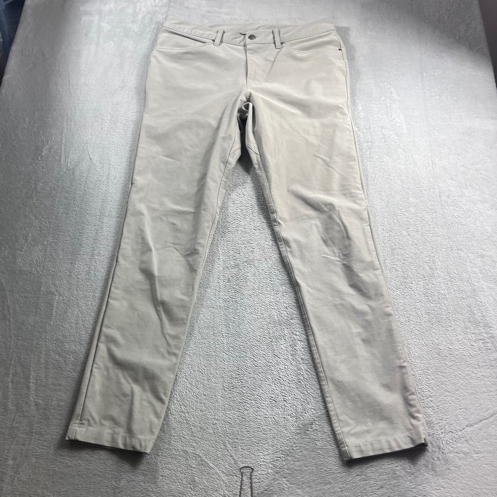 Lululemon ABC Pant Slim Utilitech 33 Tan Khaki Mens Trousers 32 Inseam